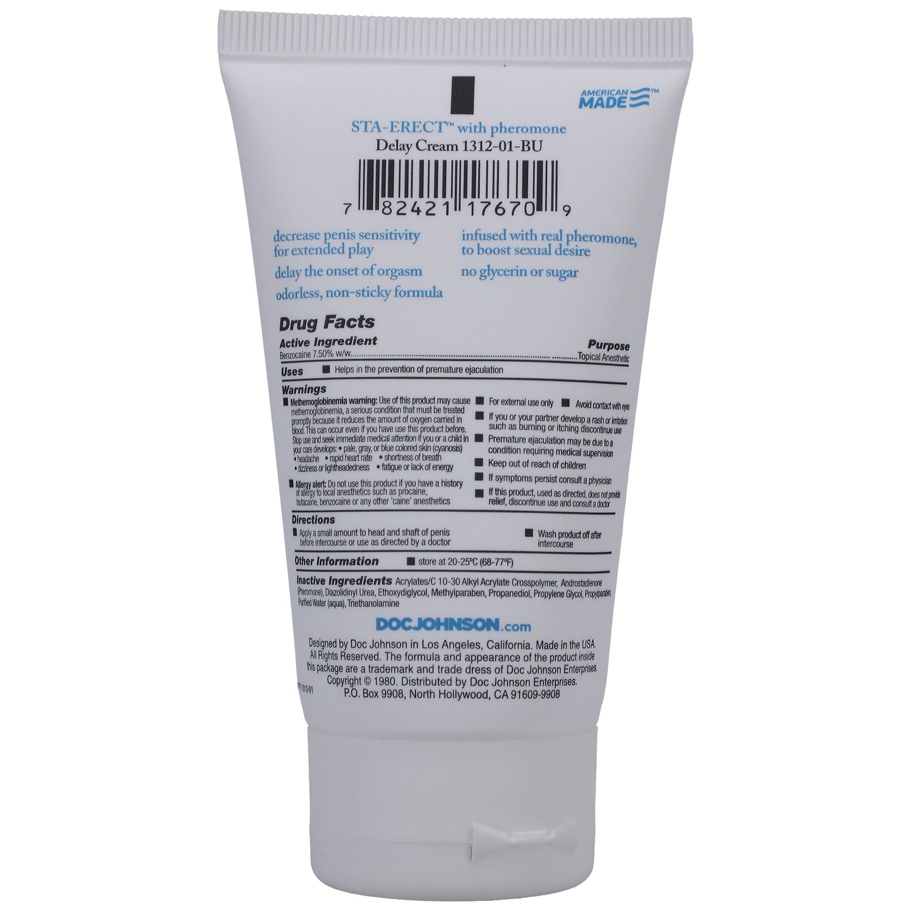 Sta-Erect Delay Cream for Men - 2 Oz. -