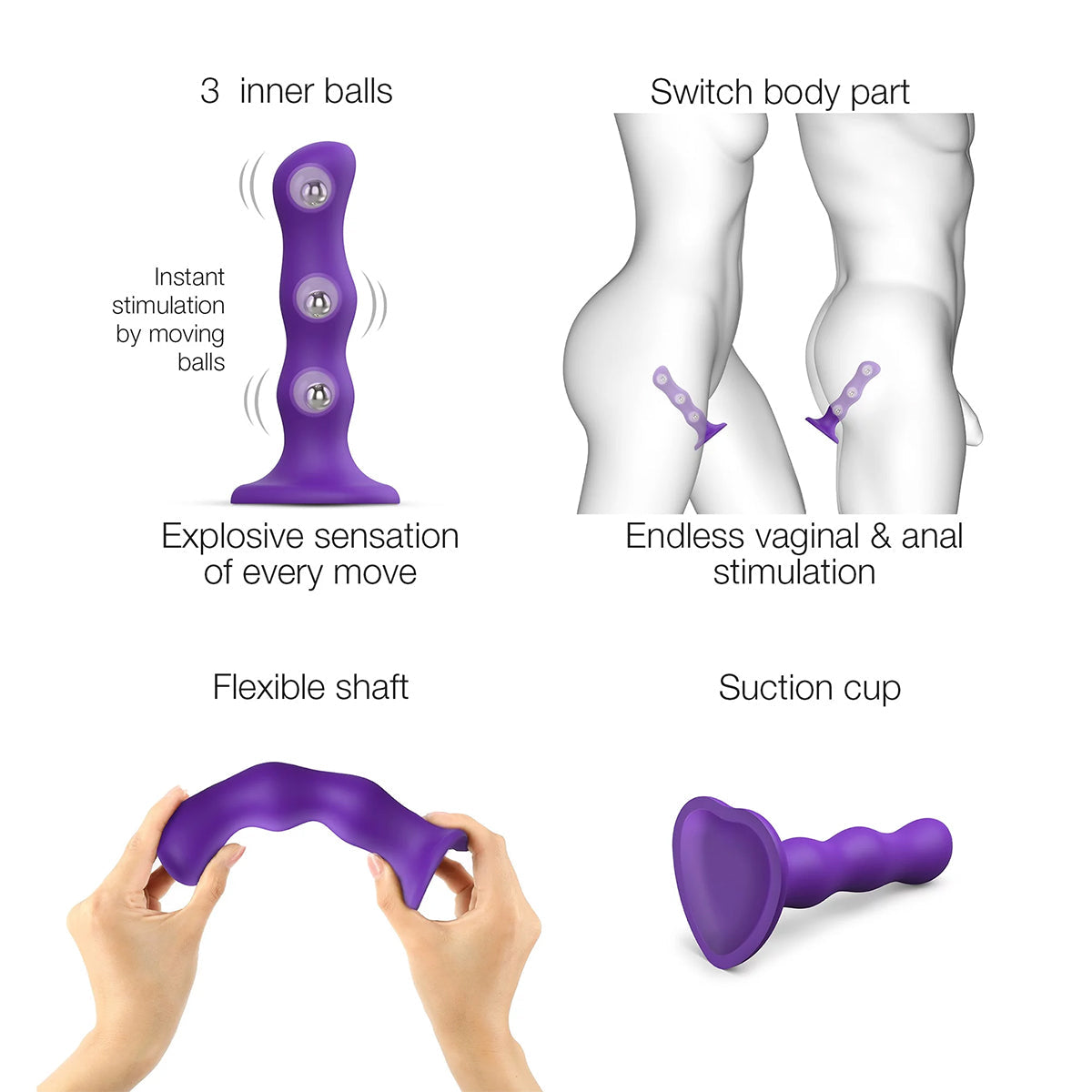 Strap-On-Me Geisha Ball Dildo Medium - Purple