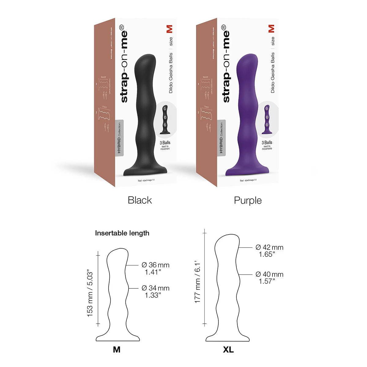 Strap-On-Me Geisha Ball Dildo Medium - Purple