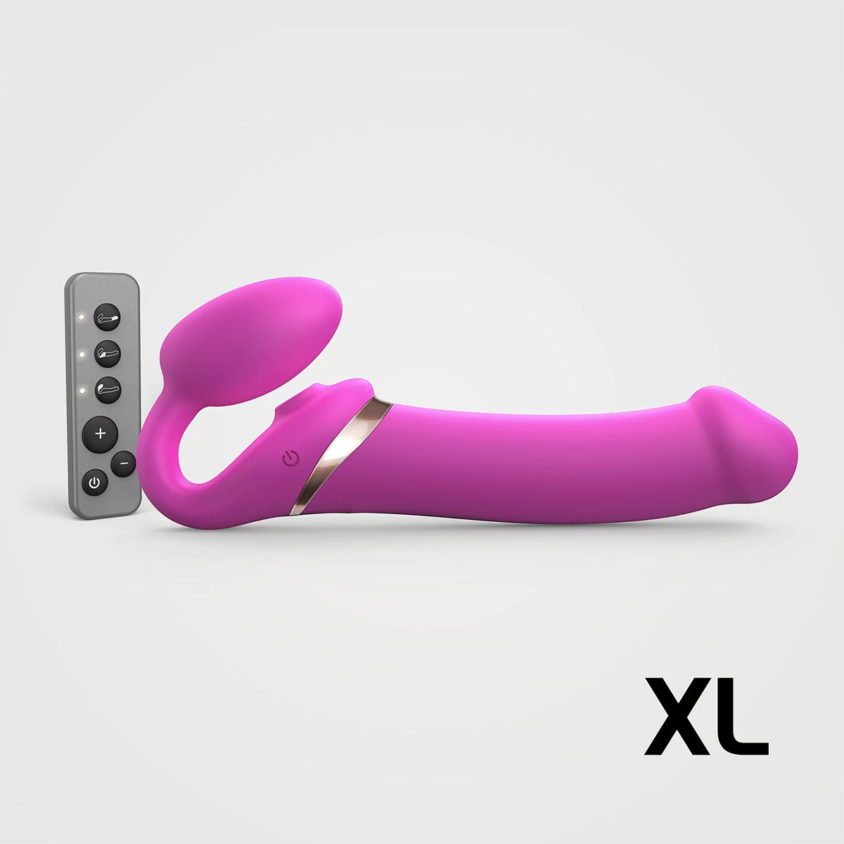Strap-On-Me Multi-Orgasm Bendable Vibrating Strap-On - Fuchsia/XL