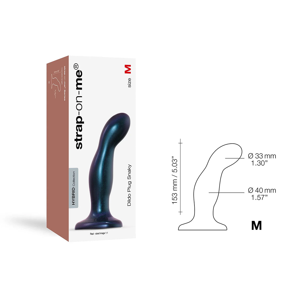 Strap-On-Me Snaky Dildo Medium - Metallic Blue