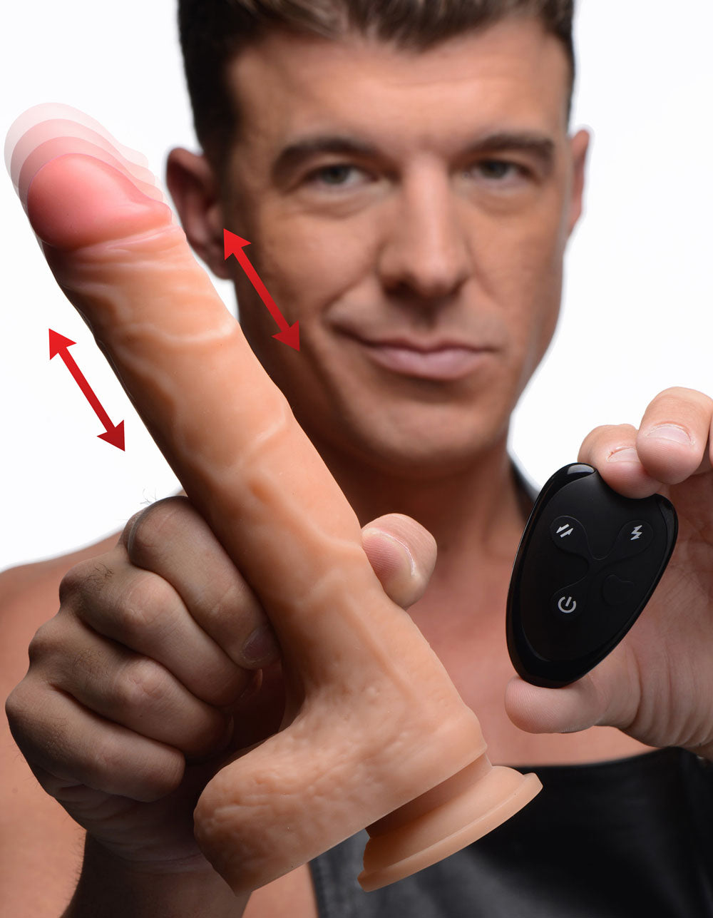 Strap U Real Thrust Thrusting & Vibrating Silicone Dildo W/ Remote Control