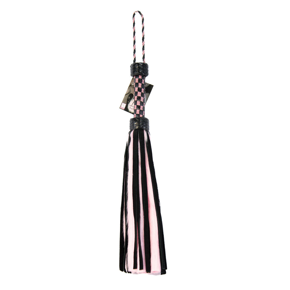 Suede and Fluff MINI Flogger - 18&quot; - Pink/Black