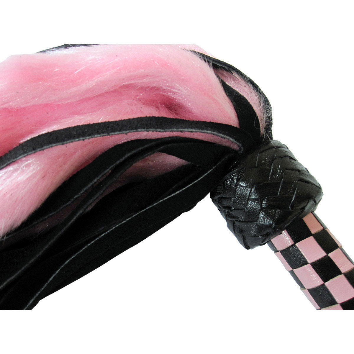 Suede and Fluff MINI Flogger - 18&quot; - Pink/Black