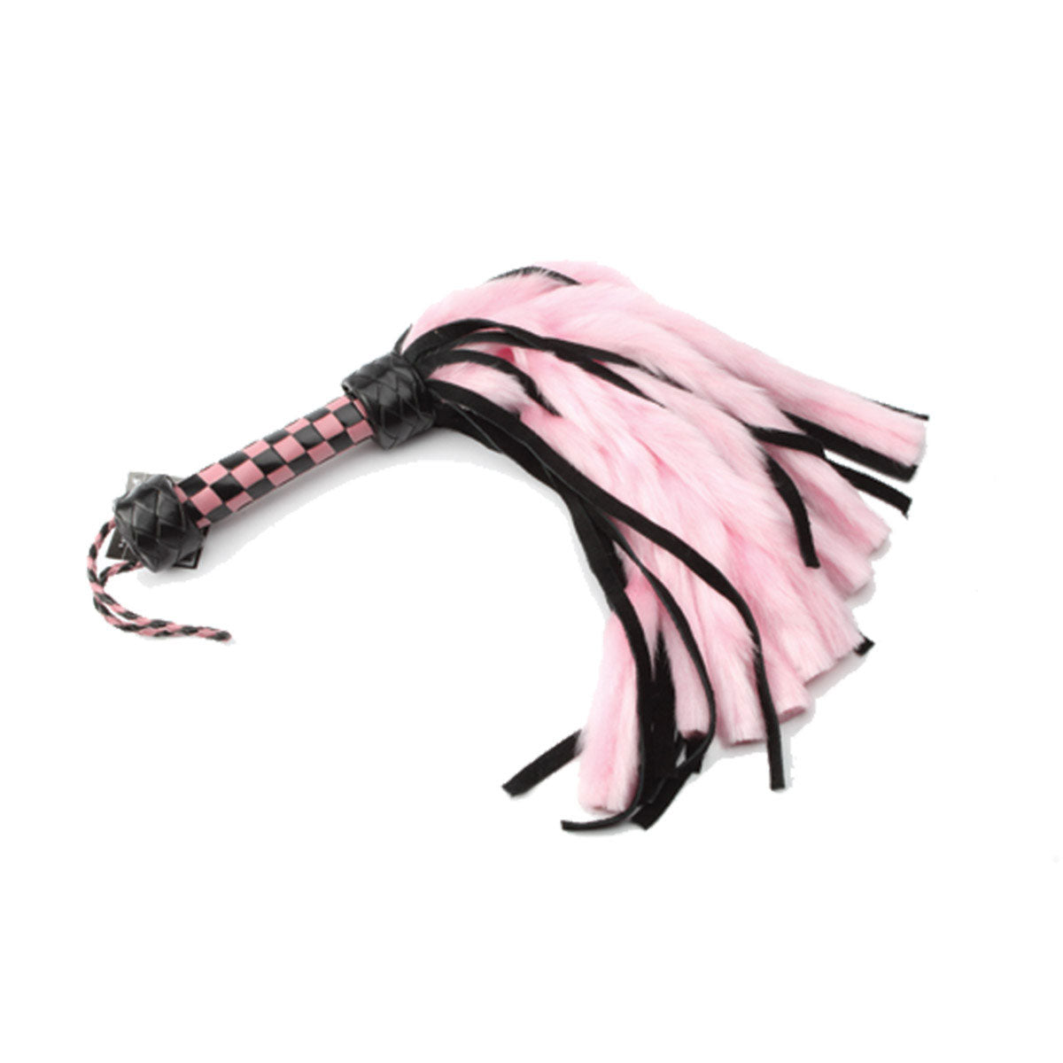 Suede and Fluff MINI Flogger - 18&quot; - Pink/Black