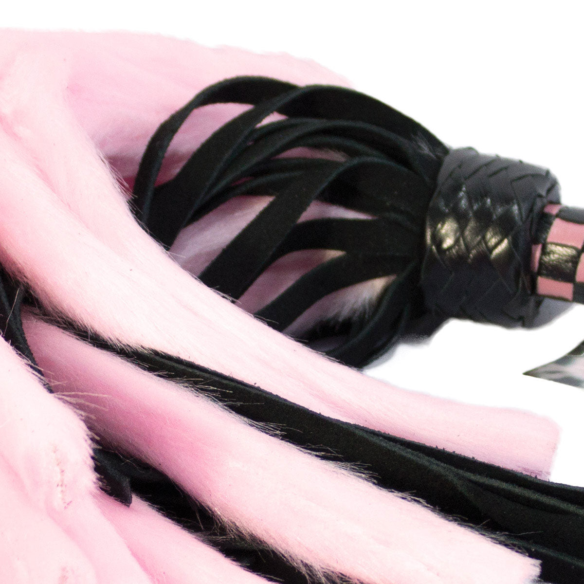 Suede and Fluff MINI Flogger - 18&quot; - Pink/Black