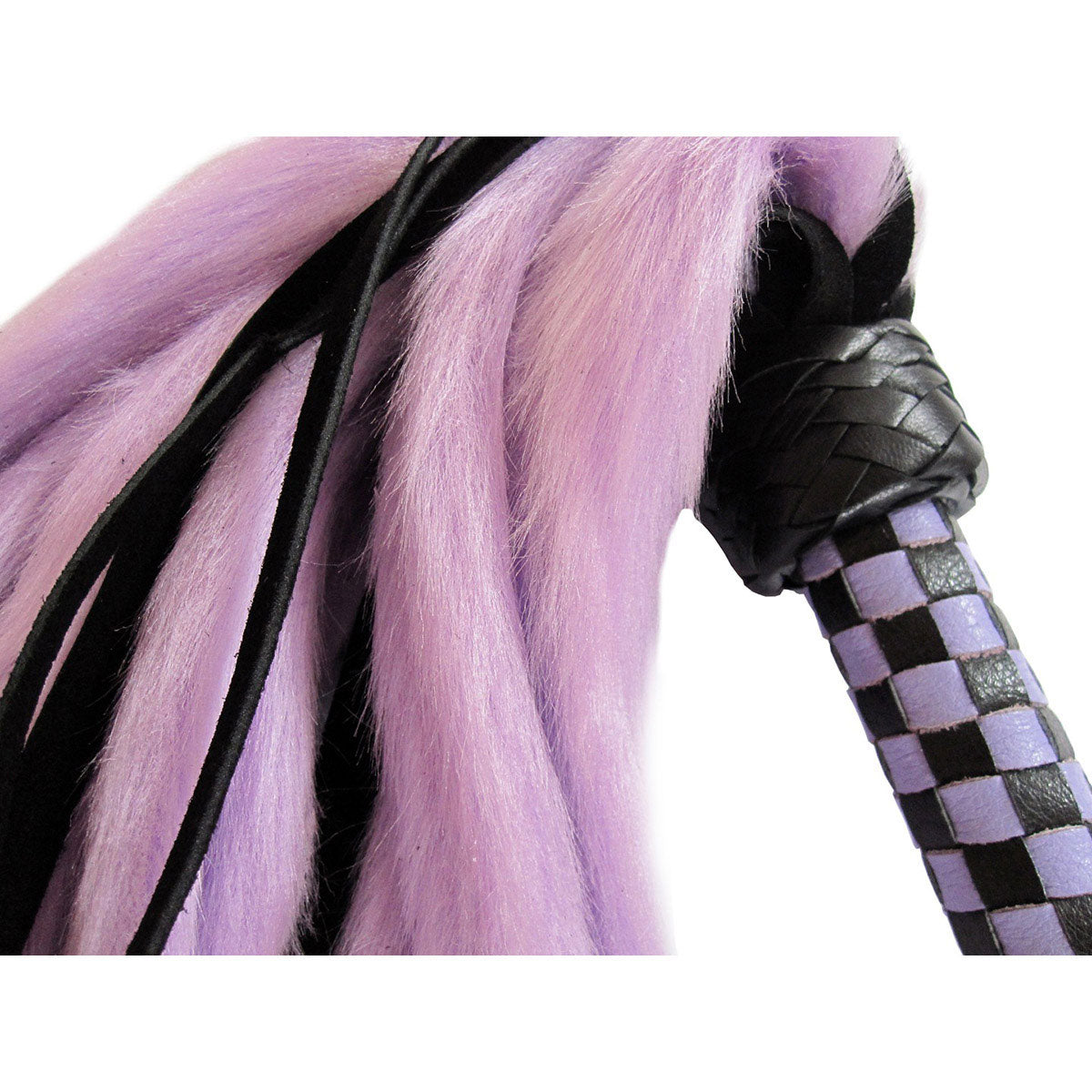 Suede and Fluff MINI Flogger - 18&quot; - Purple/Black