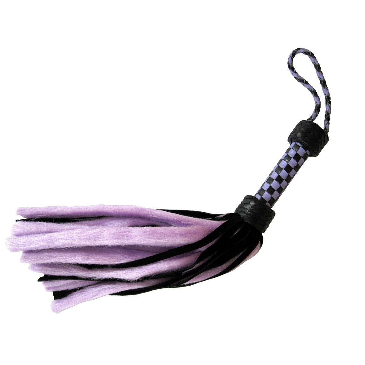 Suede and Fluff MINI Flogger - 18&quot; - Purple/Black