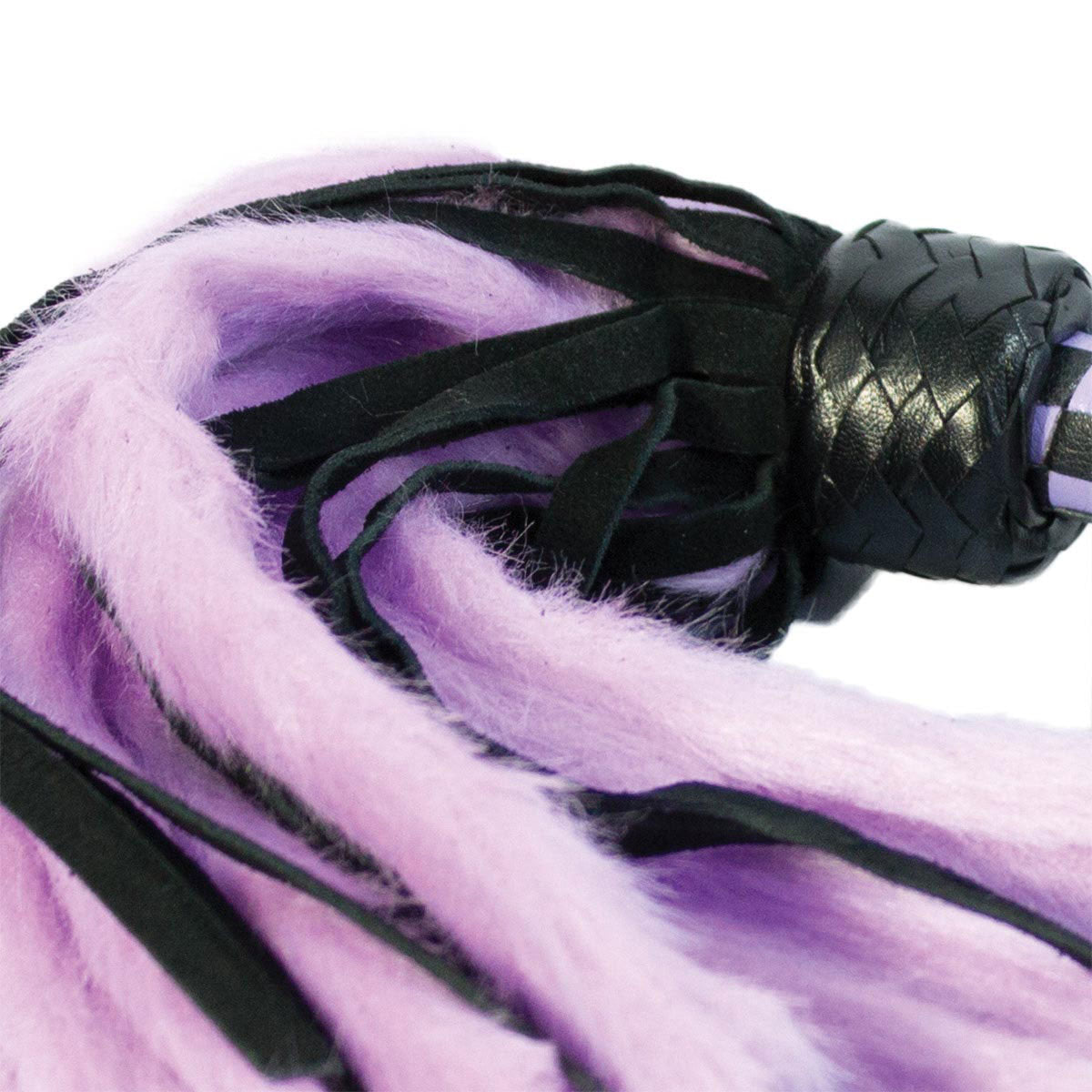 Suede and Fluff MINI Flogger - 18&quot; - Purple/Black