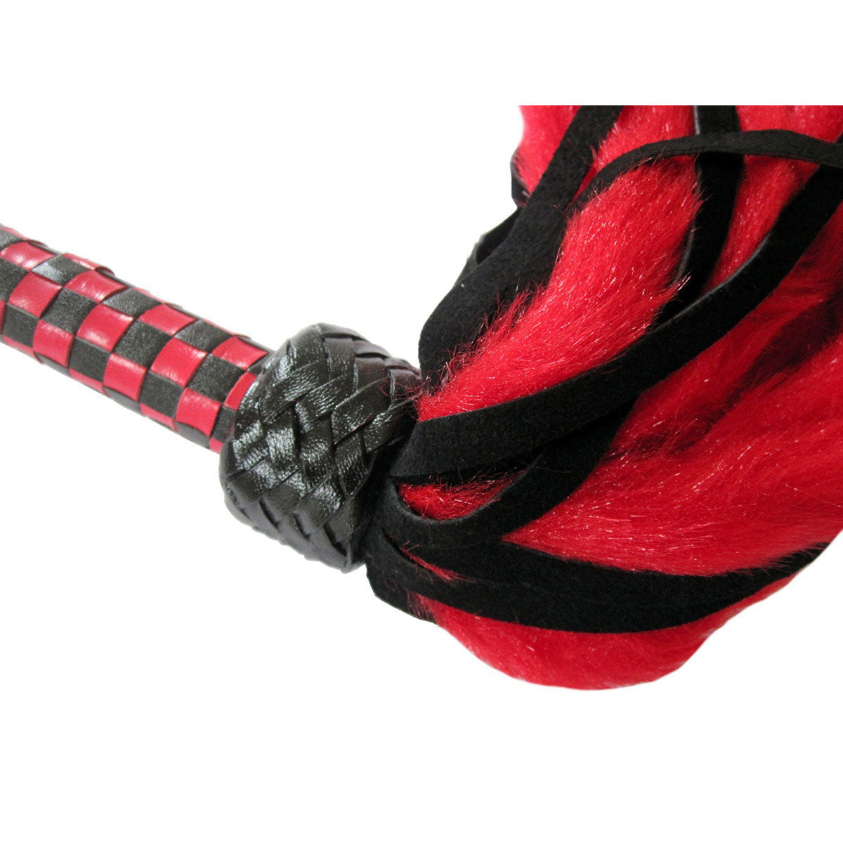 Suede and Fluff MINI Flogger - 18&quot; - Red/Black