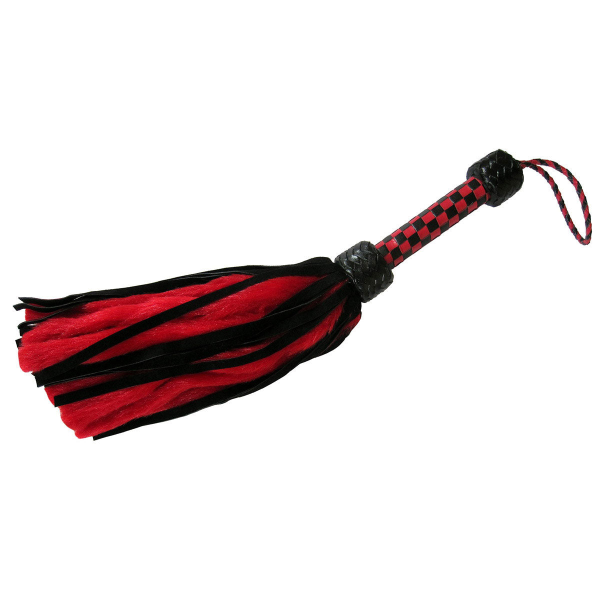 Suede and Fluff MINI Flogger - 18&quot; - Red/Black