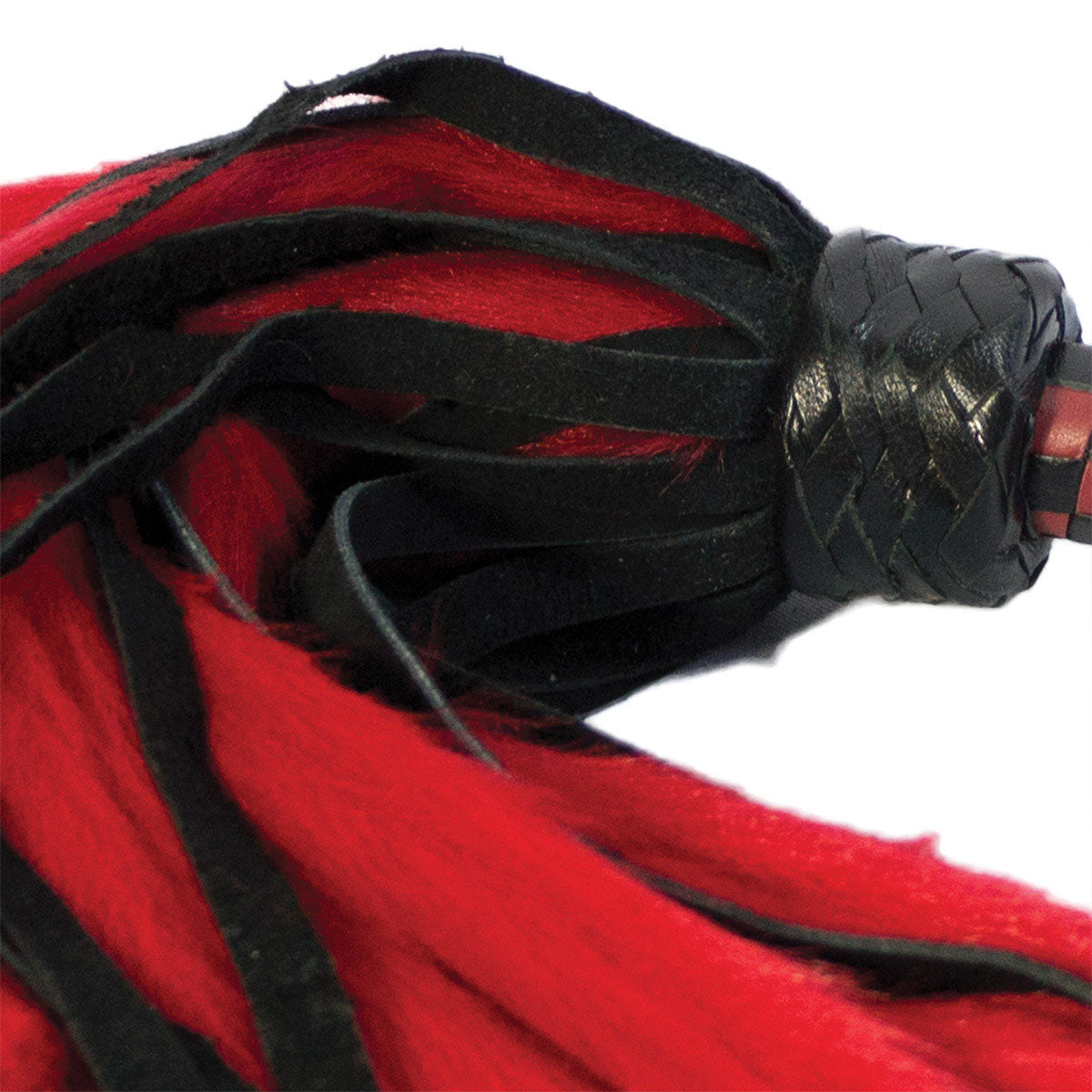 Suede and Fluff MINI Flogger - 18&quot; - Red/Black