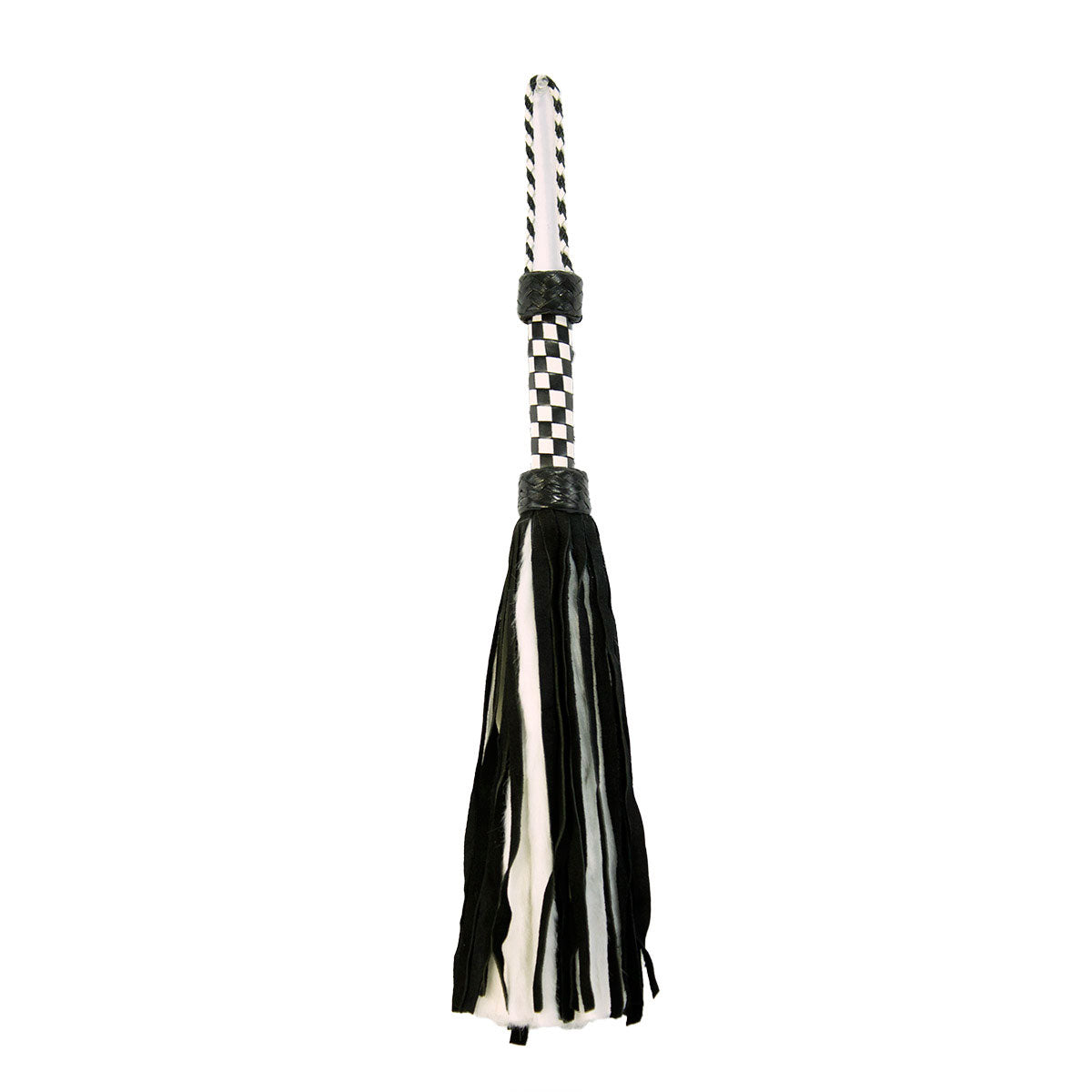 Suede and Fluff MINI Flogger - 18&quot; - White/Black