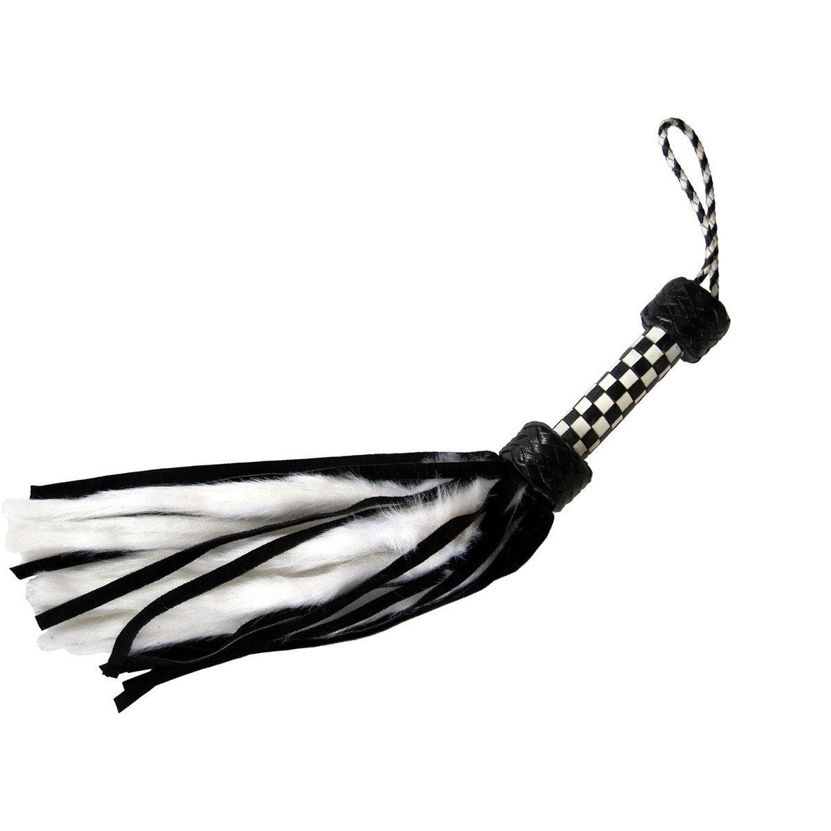 Suede and Fluff MINI Flogger - 18&quot; - White/Black