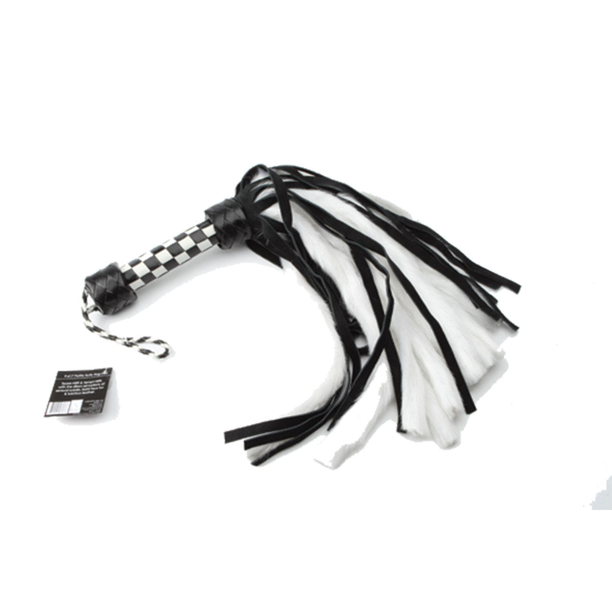 Suede and Fluff MINI Flogger - 18&quot; - White/Black