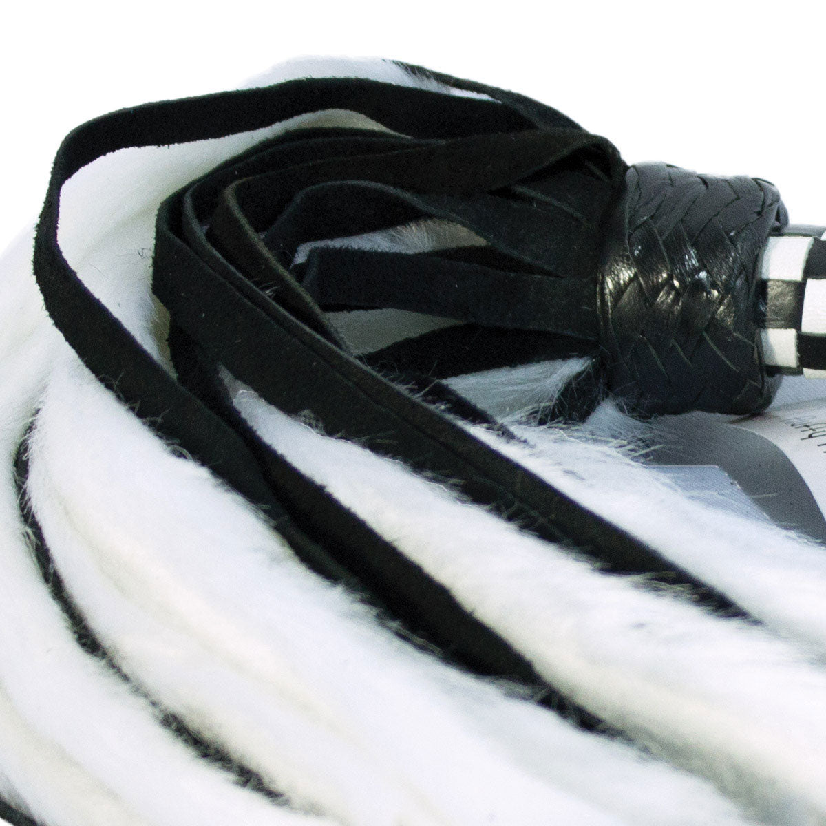 Suede and Fluff MINI Flogger - 18&quot; - White/Black