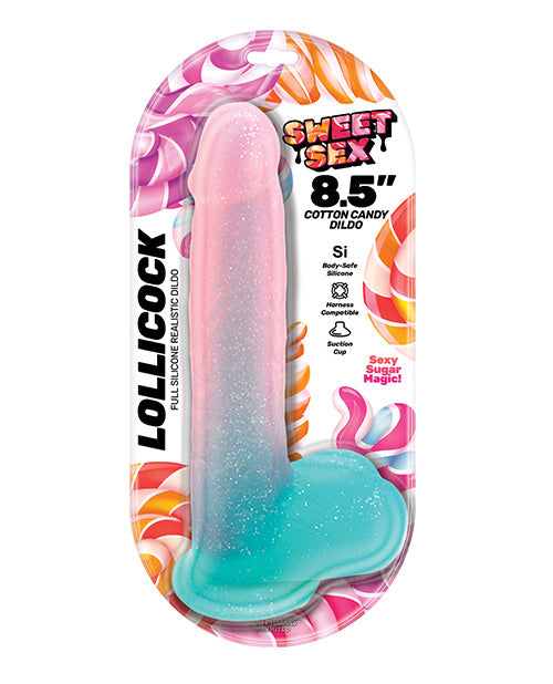 Sweet Sex 8.5" Lollicock Cotton Candy Fantasy Dildo - Multi Color