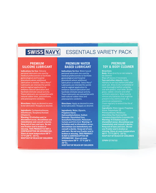 Swiss Navy Essentials Variety Pack Of 3 - 1 Oz