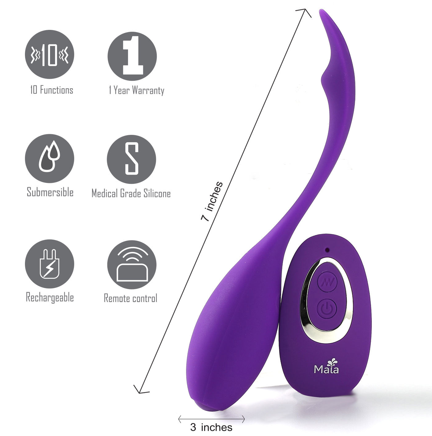 Syrene Remote-Control Luxury USB  Bullet Vibrator - Purple