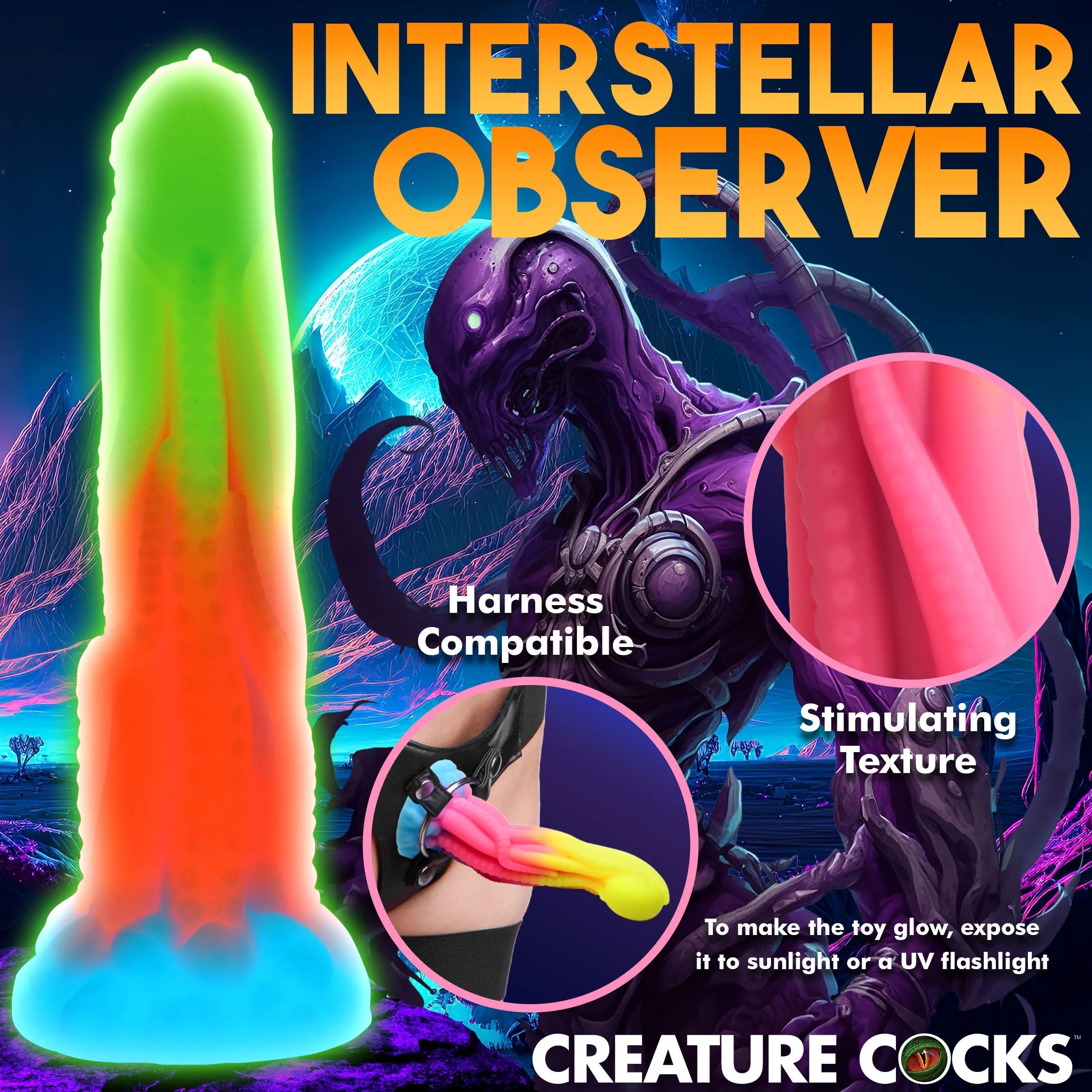 Tenta-Glow Glow-In-The-Dark Fantasy Dildo by Creature Cocks