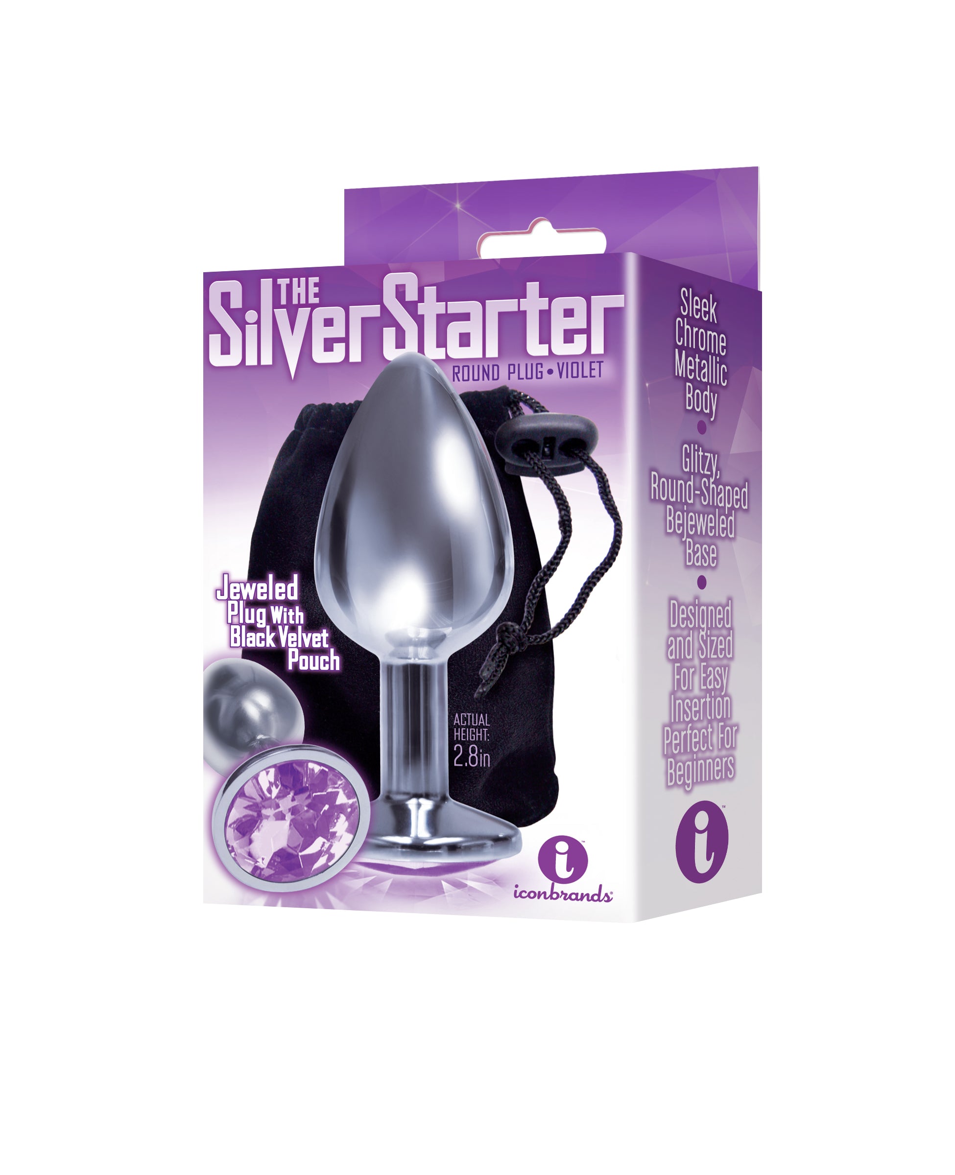 The 9's the Silver Starter Bejeweled Stainless Steel Plug Violet