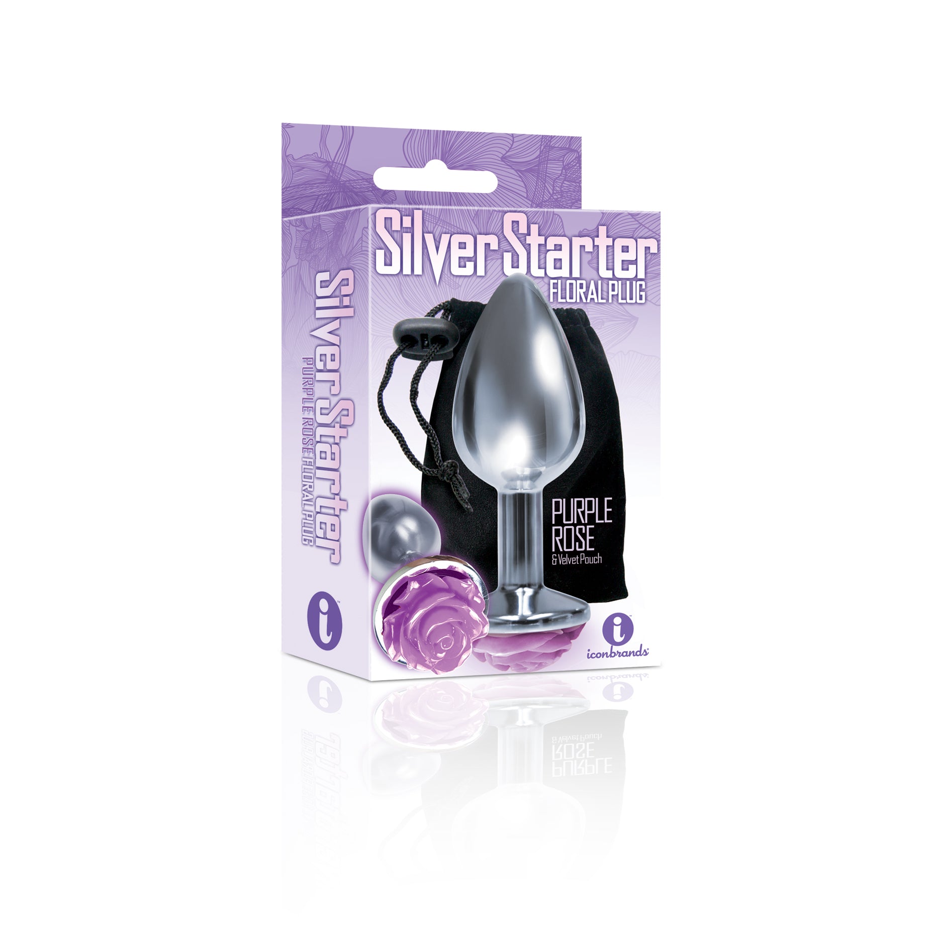 The 9's The Silver Starter Rose Floral Stainless Steel Butt Plug Purple