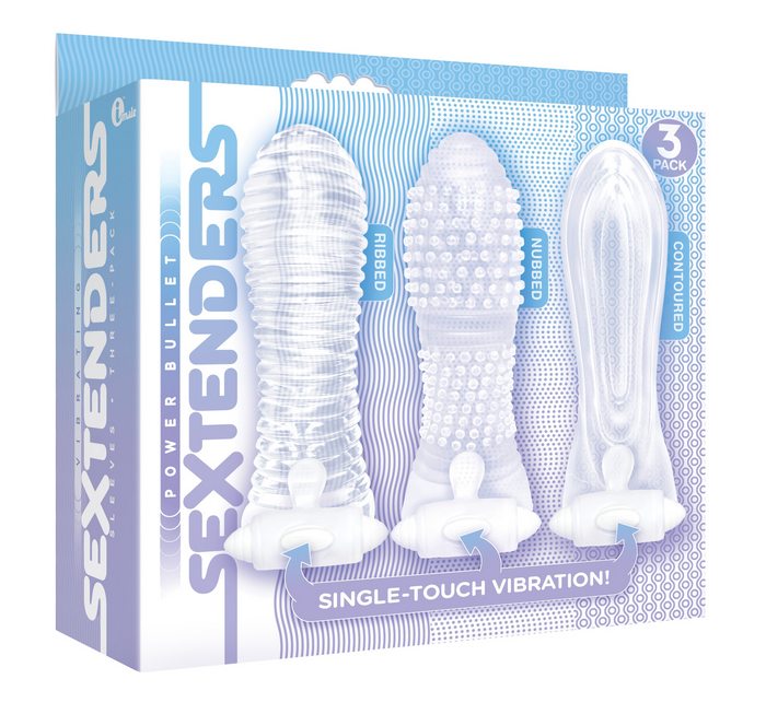 The 9's Vibrating Sextenders Sleeves - Pack Of 3