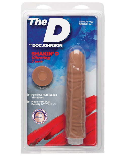 The D Shakin' D Vibrating 7 inch Dildo - Doc Johnson Caramel