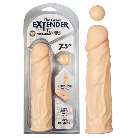 The Great Extender 1st Silicone Vibrating Sleeve 7.5 In Flesh