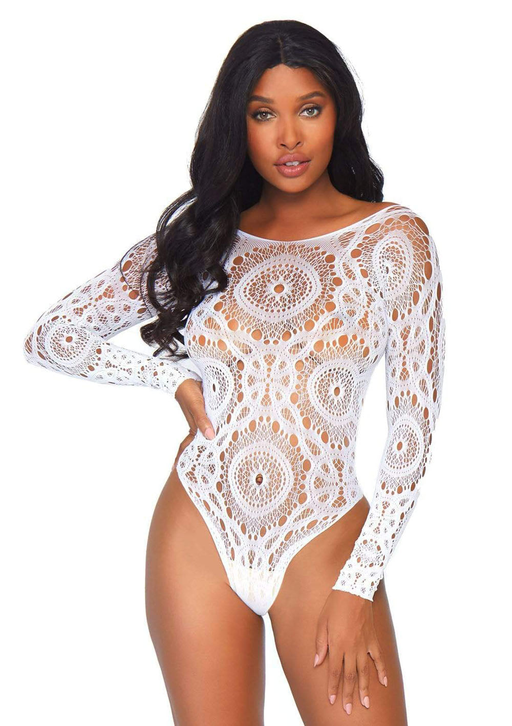 Thong Back Teddy - - White / Medium/ Large