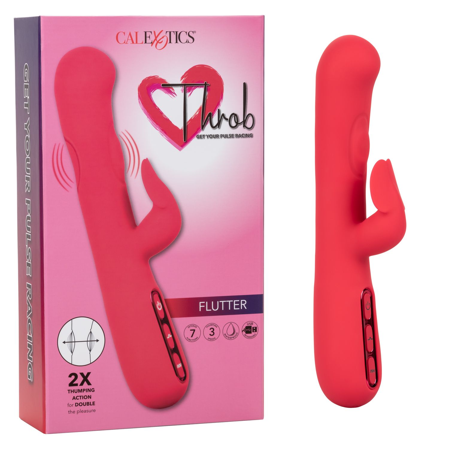 Throb Flutter Pink Rabbit Vibrator - CalExotics