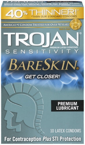 Trojan Sensitivity Bareskin Lubricated Condoms - Pack 10
