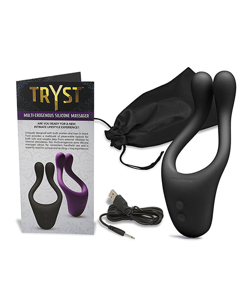 Tryst Multi Erogenous Zone Silicone Massager - Black Black