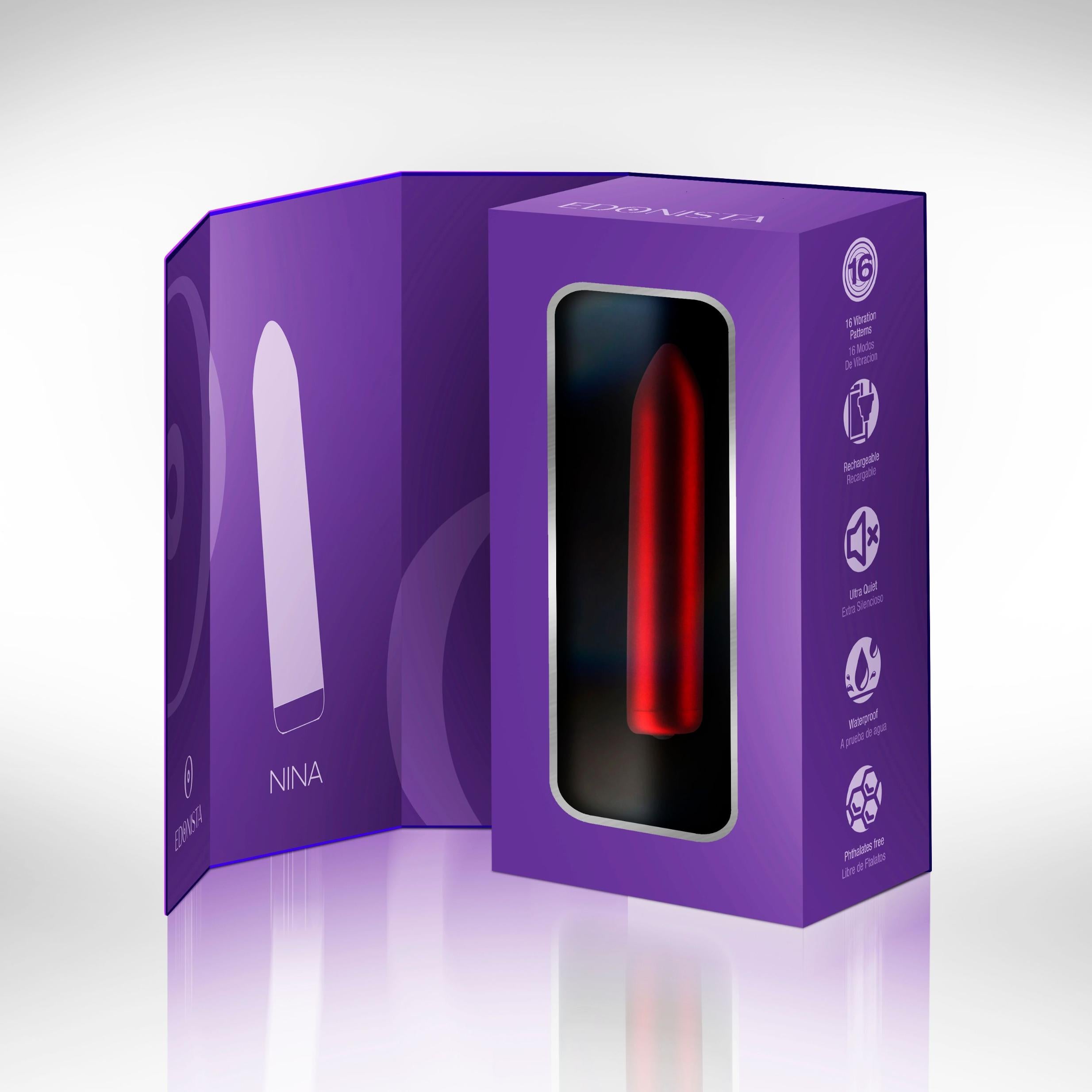 Ultra Edonista Nina Bullet Vibrator Red with 16 Modes