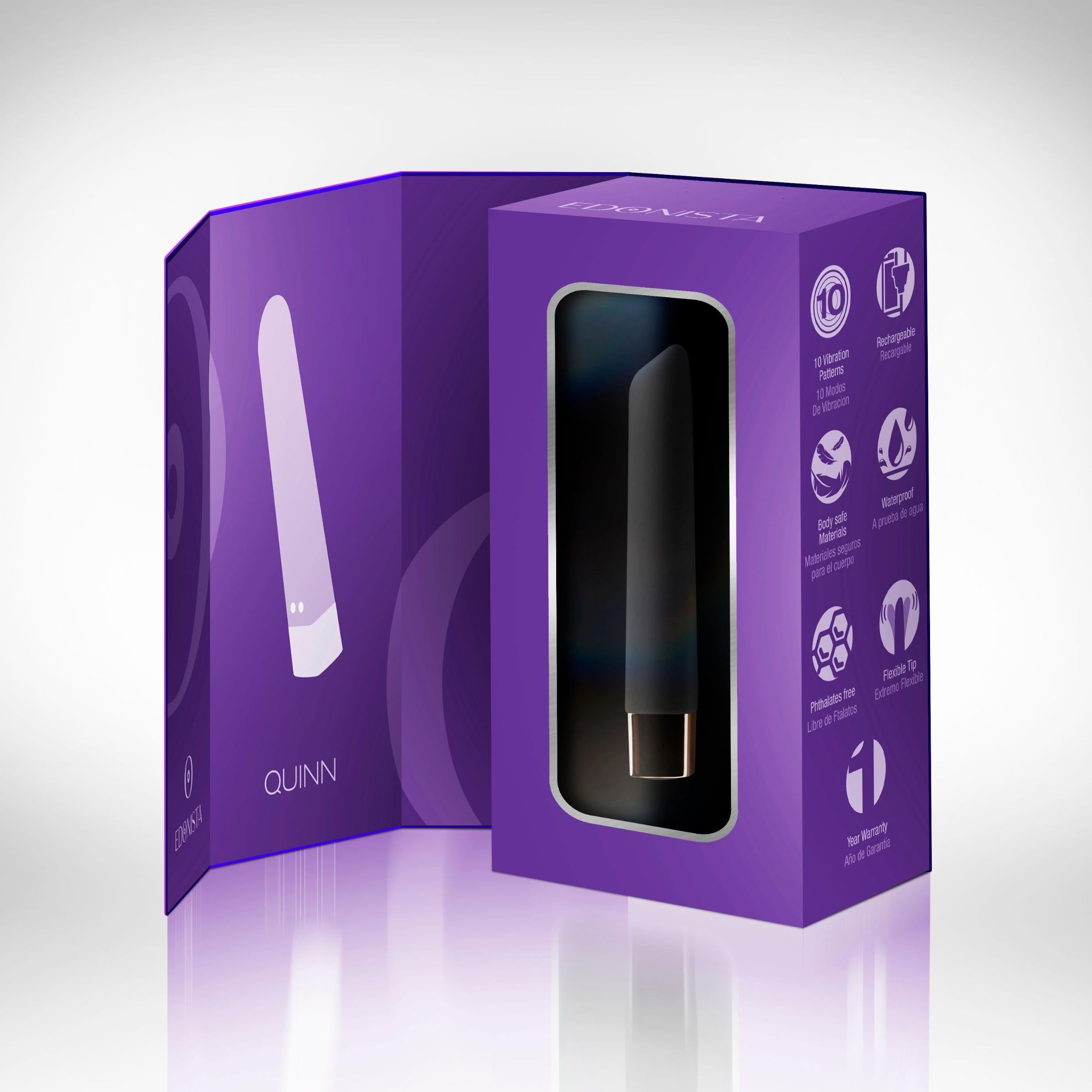 Ultra Edonista Quinn Silicone Bullet Vibrator Black 10 Modes