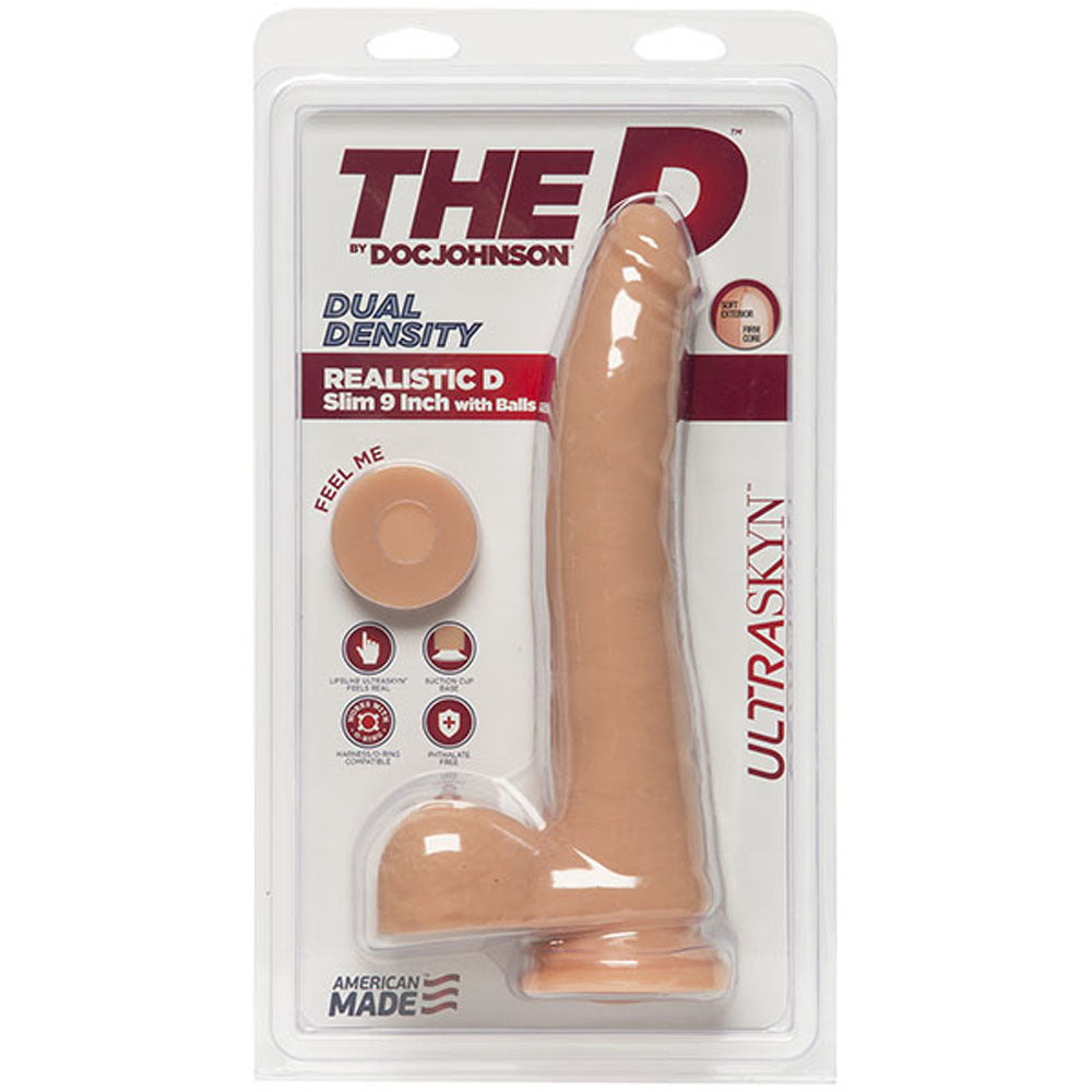 Ultraskyn The D Realistic D Slim 9" Dildo in Vanilla 9"