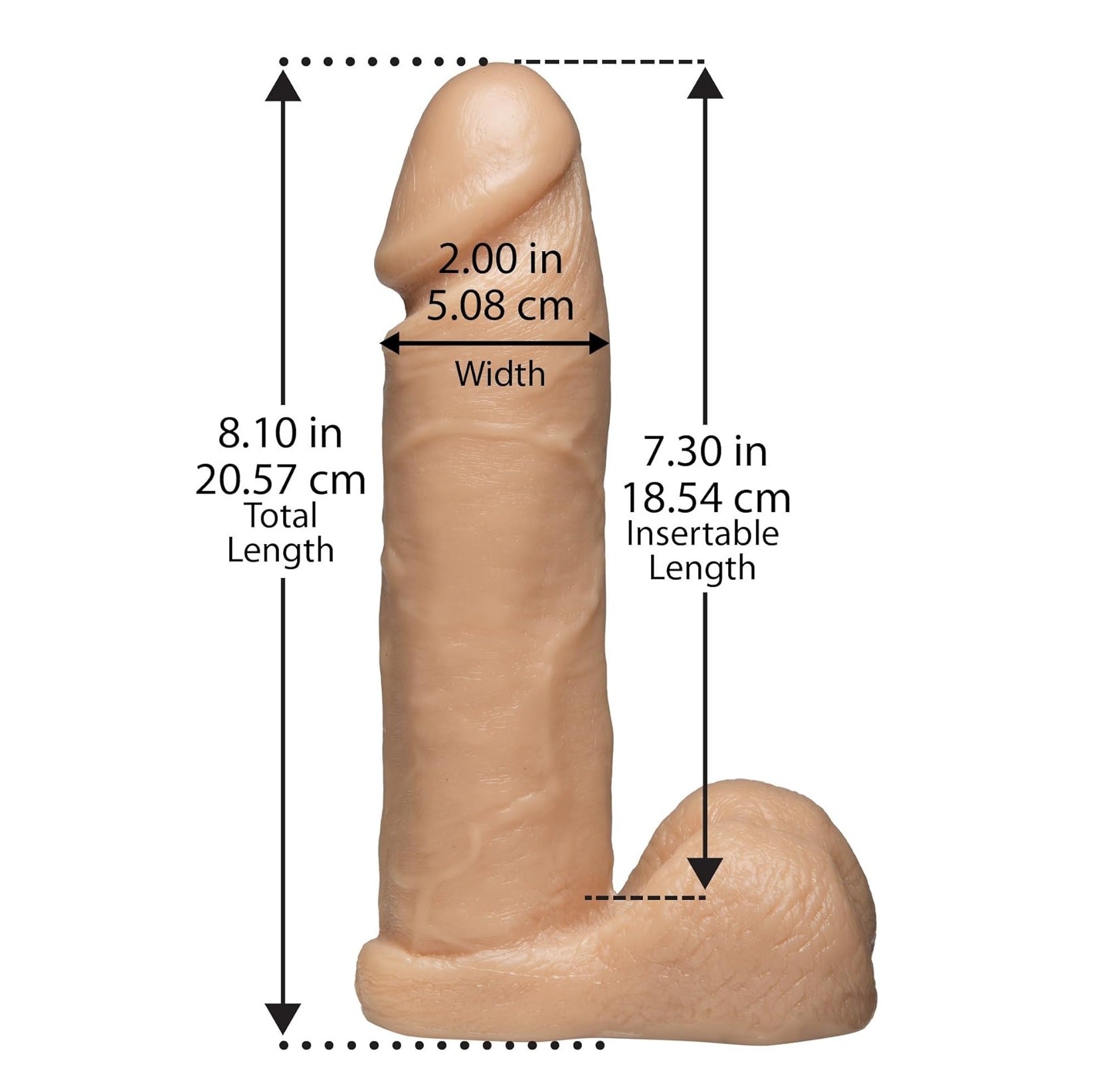 Vac-U-Lock 8 Inch Realistic Cock Dildo - White