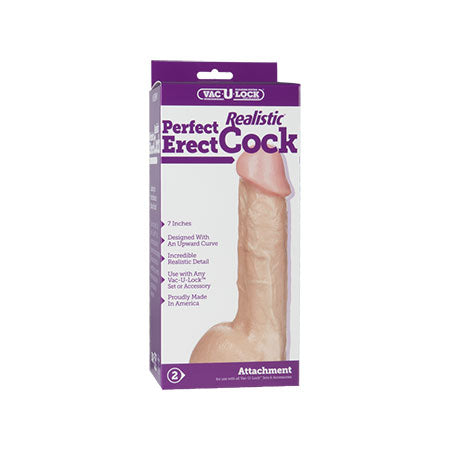 Vac-U-Lock - Perfect Erect Realistic Dildo Cock - White