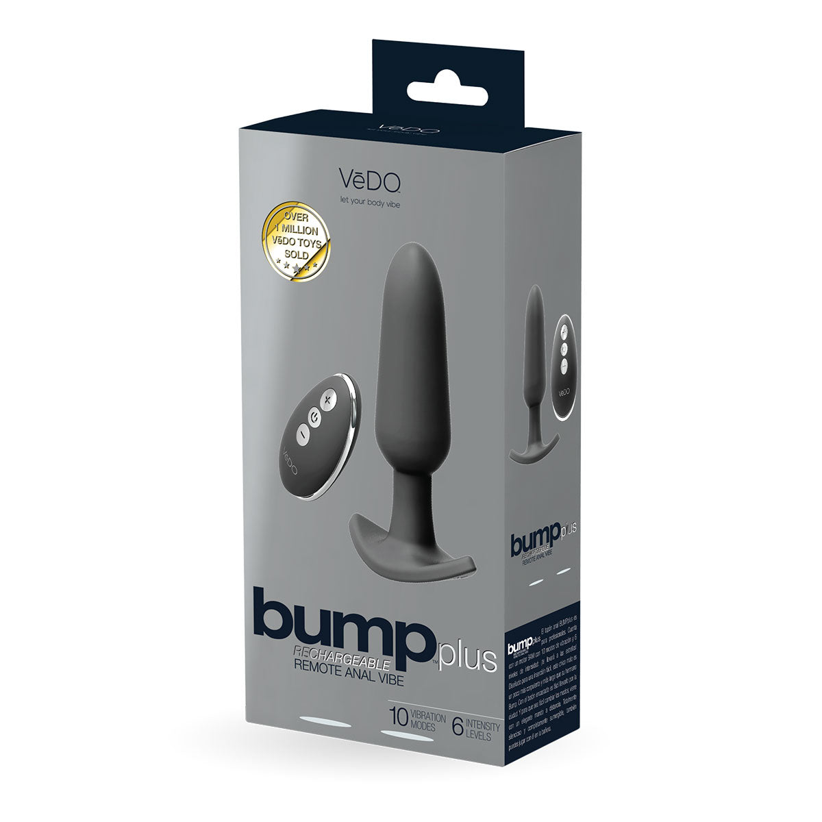 Vedo Bump Plus Rechargeable Remote Control Anal Vibrator - Just Black ust Black