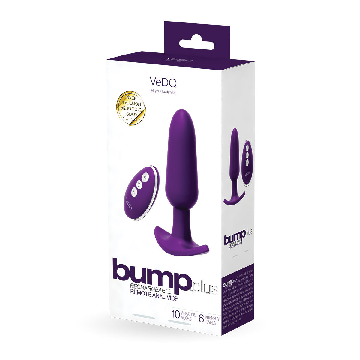 VeDO Bump Plus Rechargeable Remote Control Anal Vibrator Vibe Deep Purple