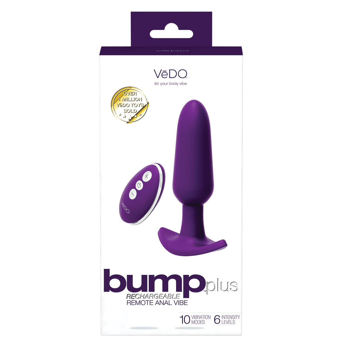 VeDO Bump Plus Rechargeable Remote Control Anal Vibrator Vibe Deep Purple