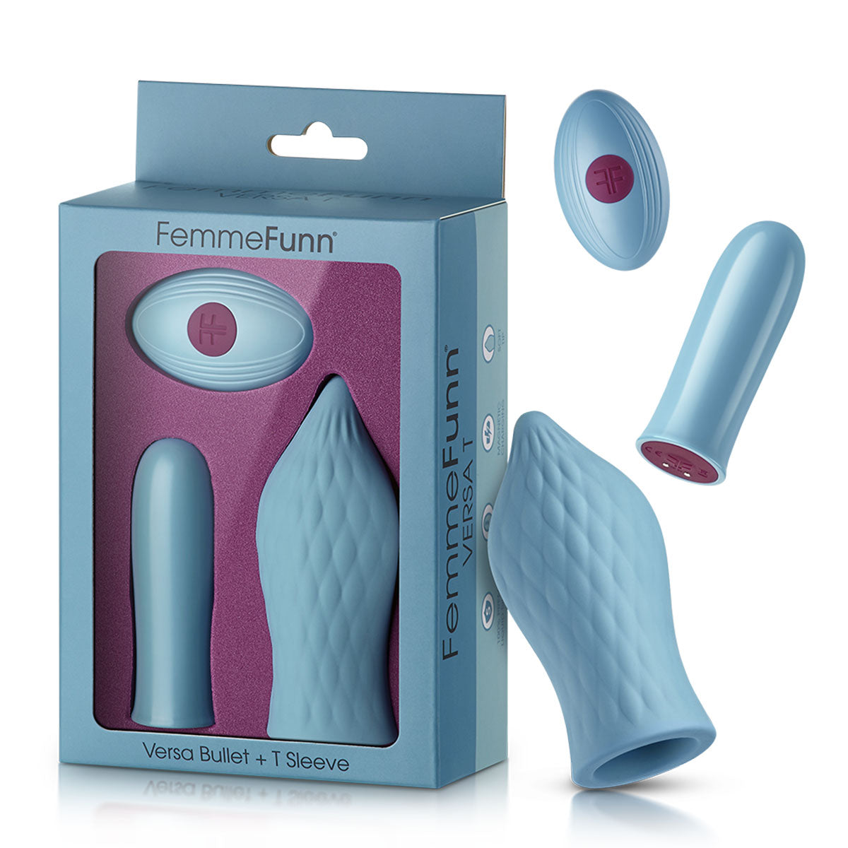 Versa Bullet Vibrator Plus T Sleeve - Light Blue