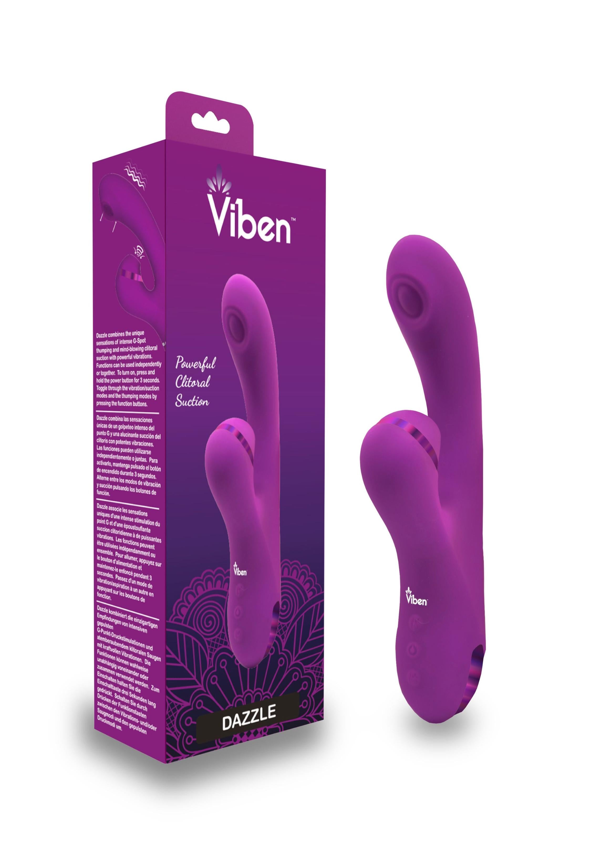 Viben Dazzle Thumping & Suction Rabbit Vibrator Berry