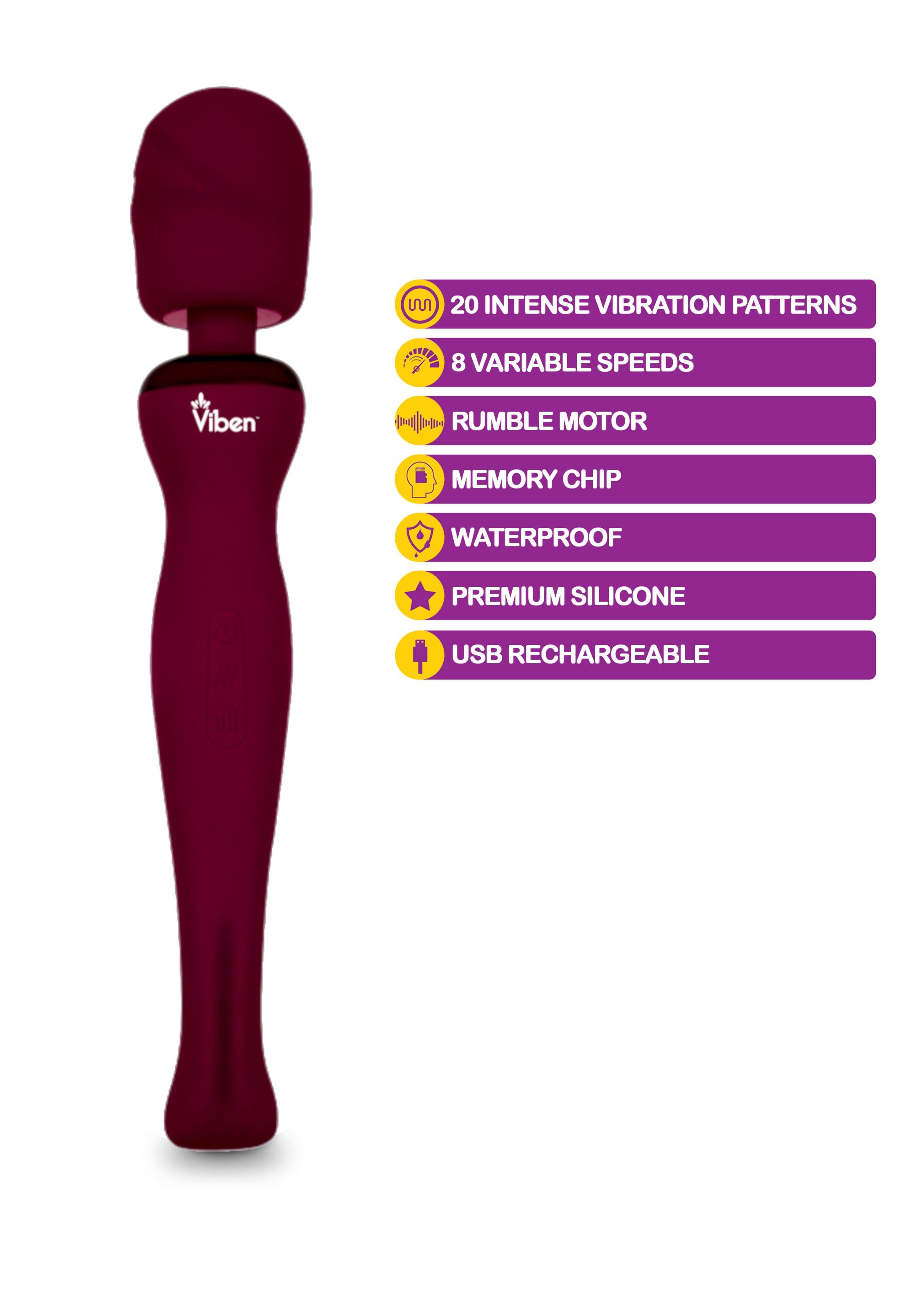 Viben Sultry Intense Handheld Wand Massager Ruby