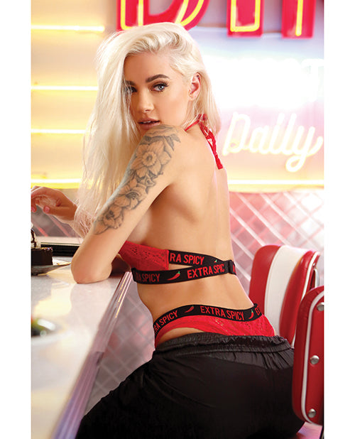 Vibes Extra Spicy Halter Bralette & Cheeky Panty Chili Red L/xl