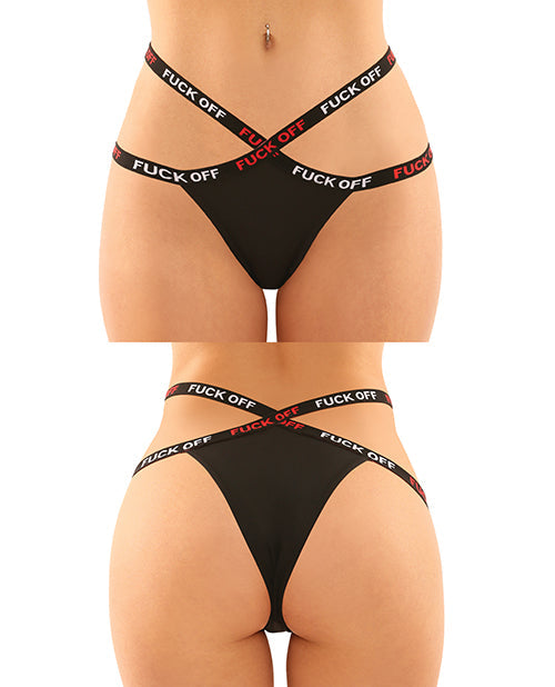 Vibes Fuck Off Panty & Thong 2pk Black