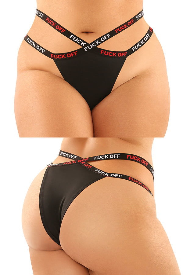 Vibes Fuck Off Panty & Thong 2pk Black