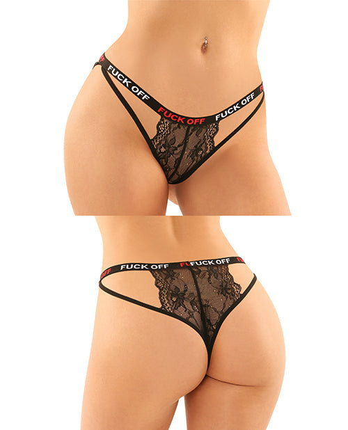 Vibes Fuck Off Panty & Thong 2pk Black Small/Medium