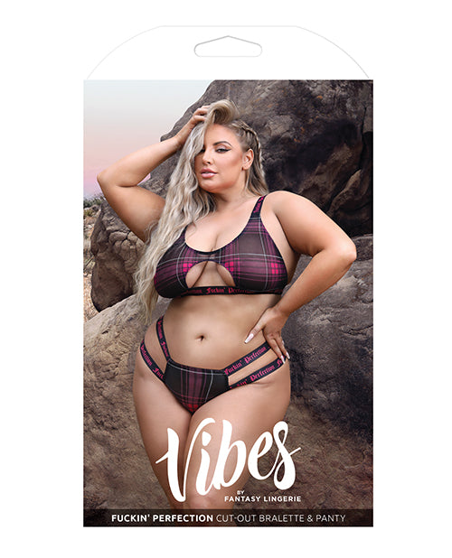 Vibes Fuckin' Perfection Cutout Bralette & Panty Black/pink