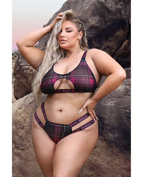 Vibes Fuckin' Perfection Cutout Bralette & Panty Black/pink Queen